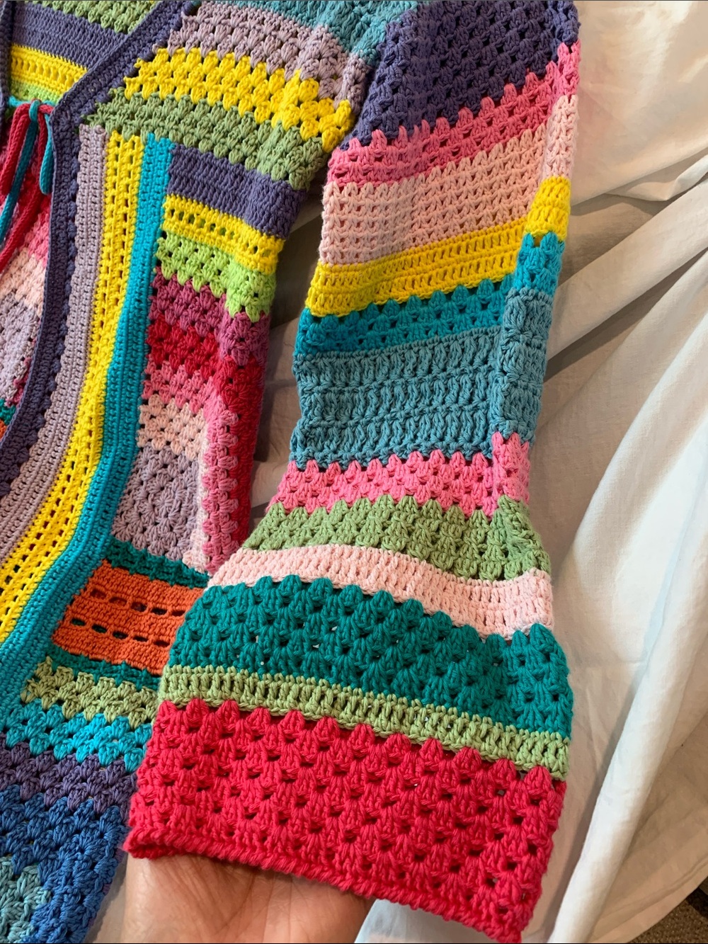 Made in italy 100%Cotton Granny square rainbow 🌈🦋🌺patchwork Cardigan Sweater - Picture 10 of 17